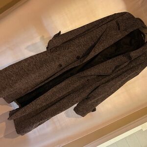 SHEIN Women's Herringbone Trench Coat - Black and Gray